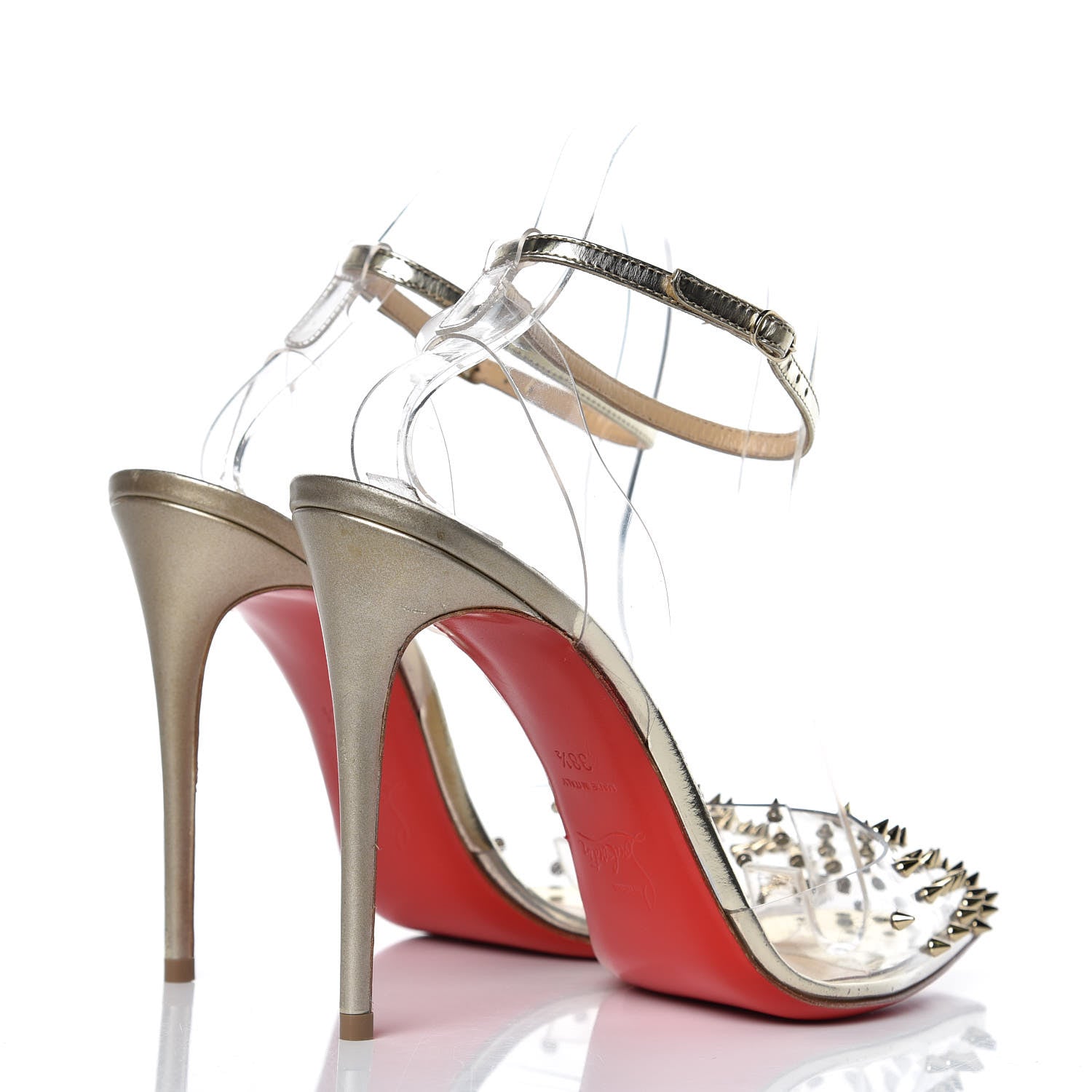 Christian Louboutin PVC Specchio Spikoo 100 Pumps 38.5 Light Gold 4 of 10