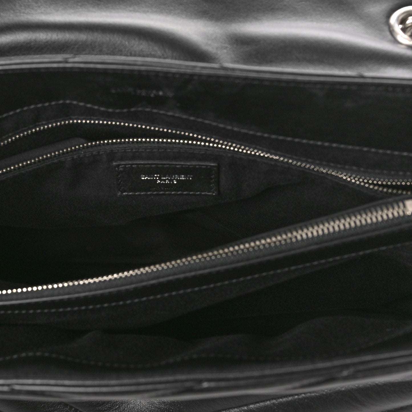 Calfskin Y Quilted Monogram Large Loulou Chain Satchel Black