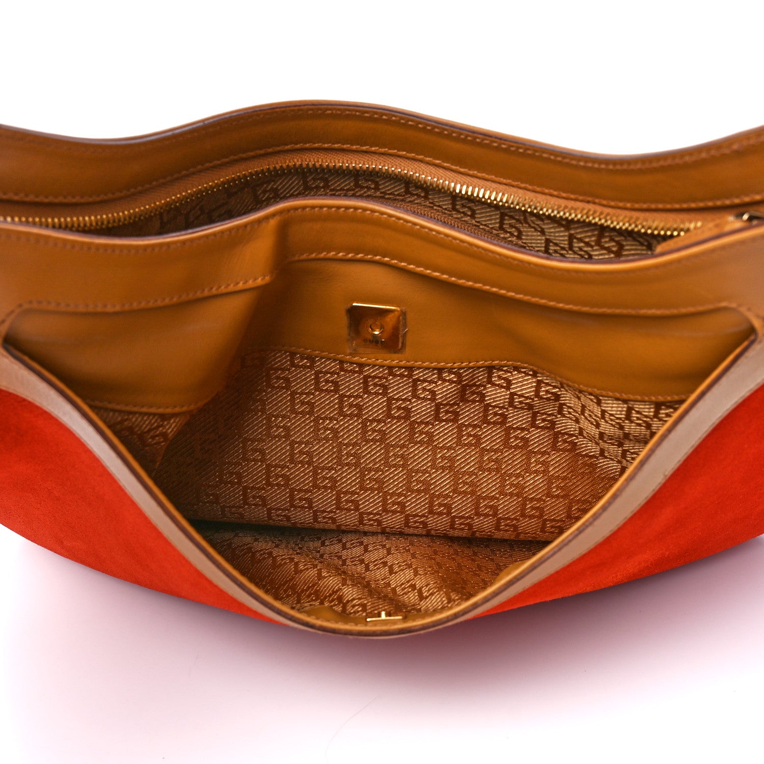Gucci Suede Calfskin Bamboo Handle Jackie O Hobo Orange 8 of 13