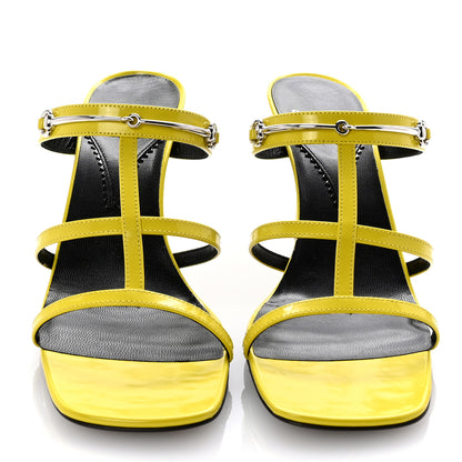 Gucci Patent Calfskin Horsebit Divine 75mm Slide Sandals 39.5 Acid Lime 3 of 9