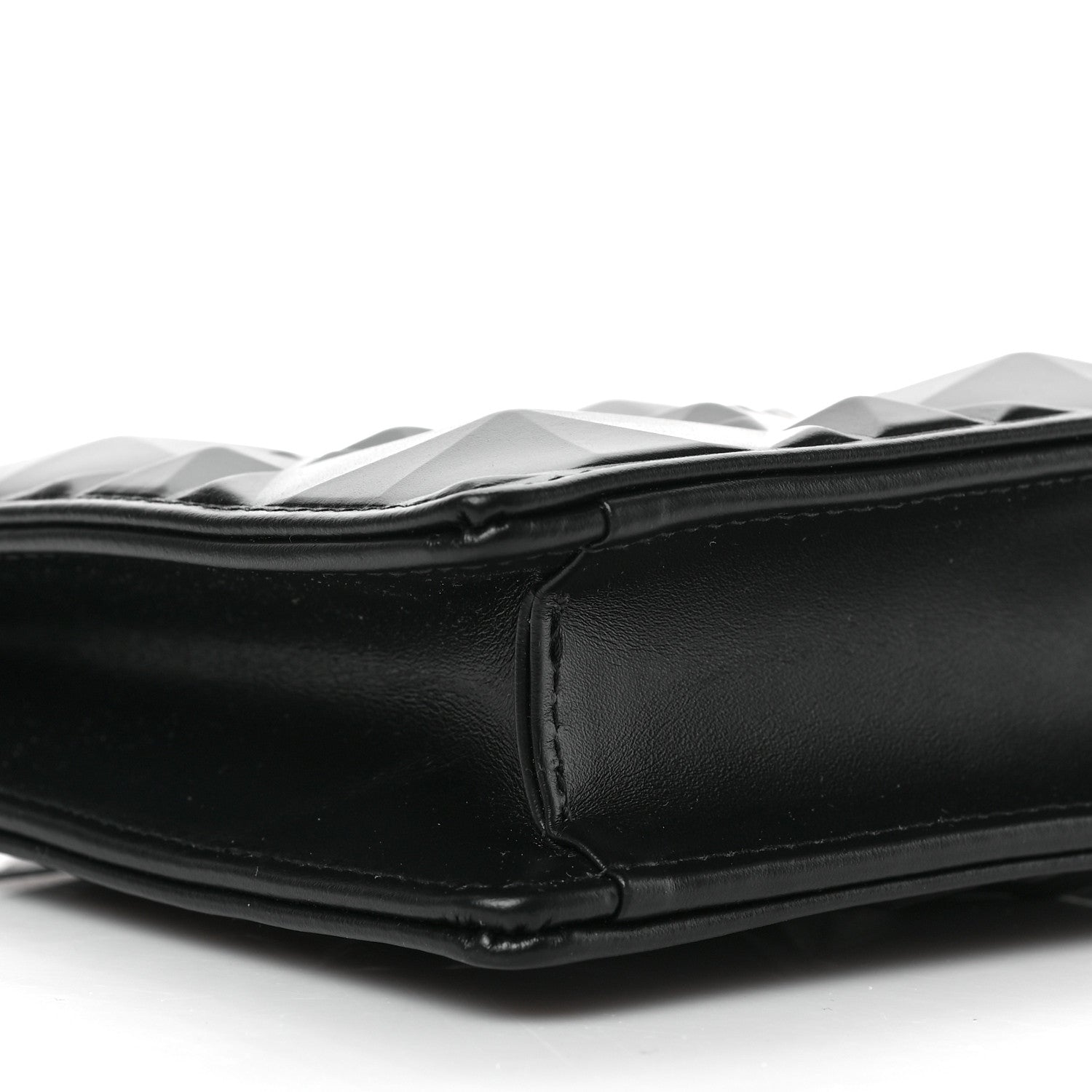 Christian Dior Calfskin Macrocannage Diamond Caro Zipped Pouch With Chain Black 8 of 9