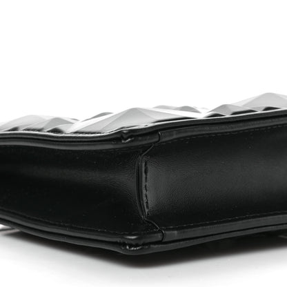 Christian Dior Calfskin Macrocannage Diamond Caro Zipped Pouch With Chain Black 8 of 9