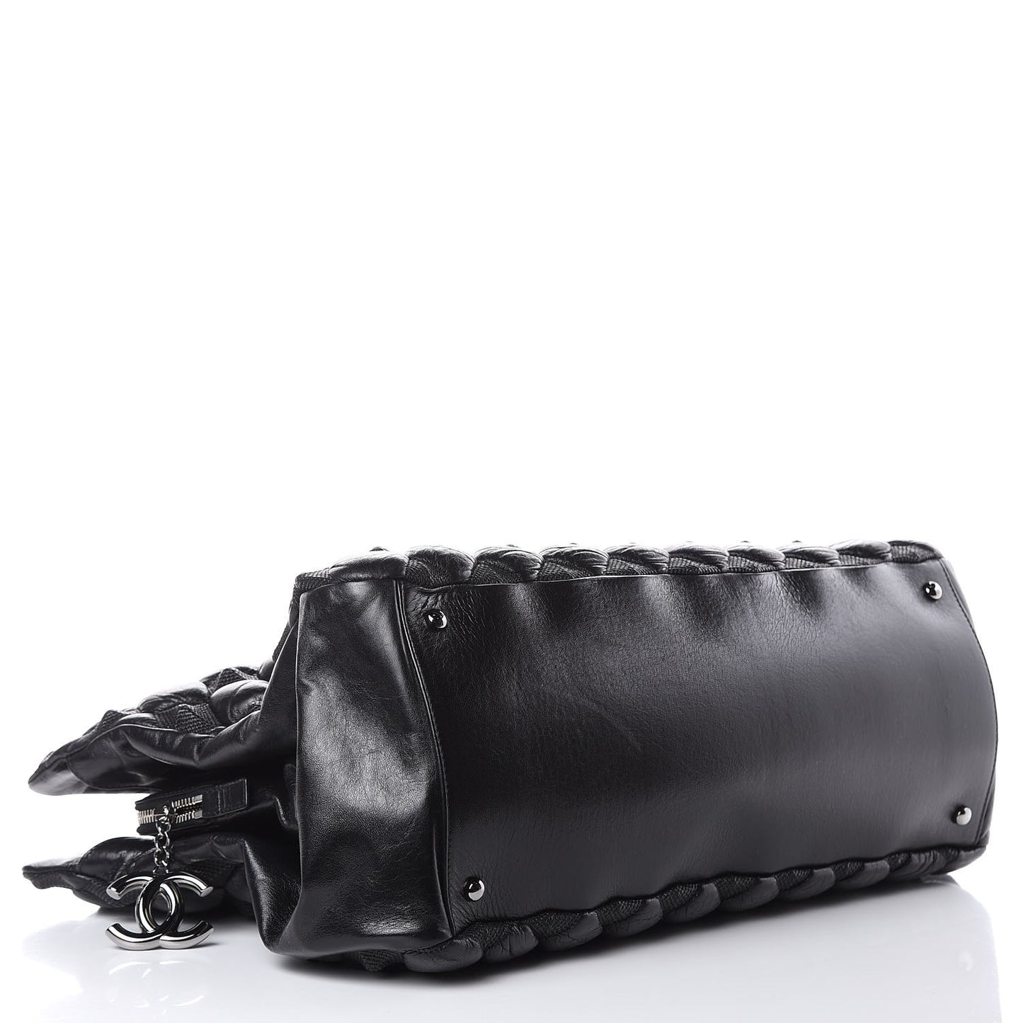 Glazed Lambskin Quilted Large Stravinsky Tote Black