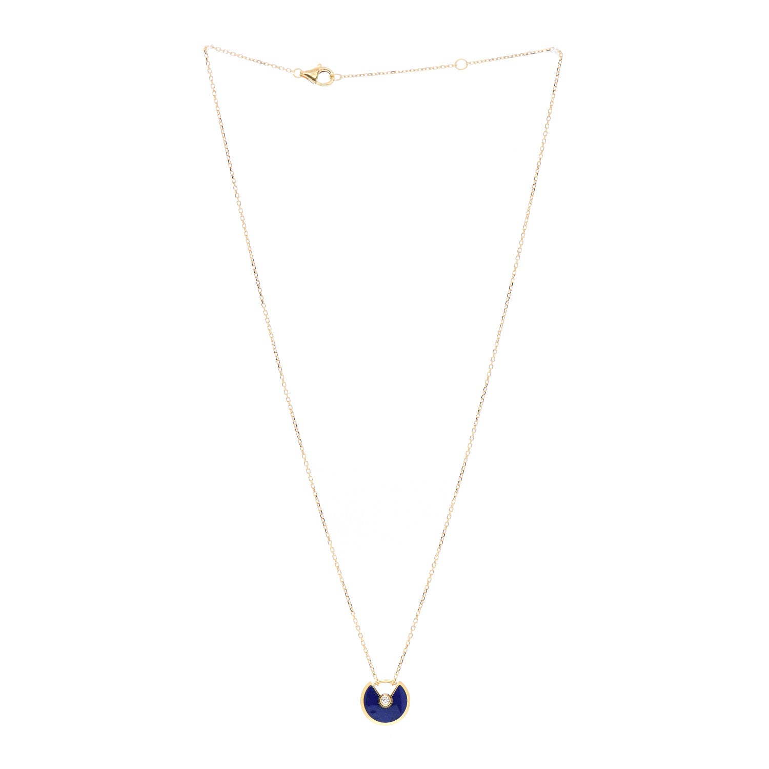 Cartier 18K Yellow Gold Diamond Lapis Lazuli XS Amulette de Cartier Pendant Necklace 3 of 5