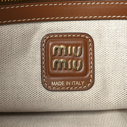Miu Miu Canvas Calfskin Striped Ivy  Cacao Naturale 6 of 9