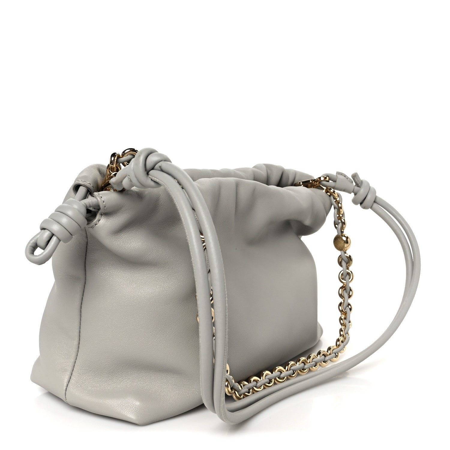 Loewe Mellow Nappa Donut Chain Medium Flamenco Knot Clutch Shell Grey 3 of 10