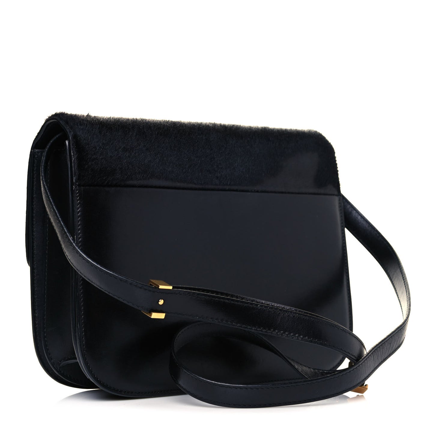 Box Calfskin Pony Hair Medium Box Flap Black