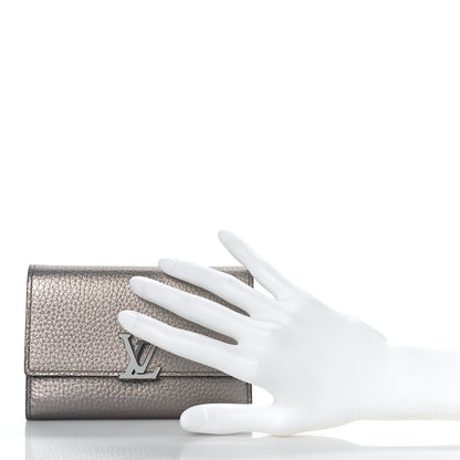 Louis Vuitton Taurillon Capucines Compact Wallet Silver 2 of 11