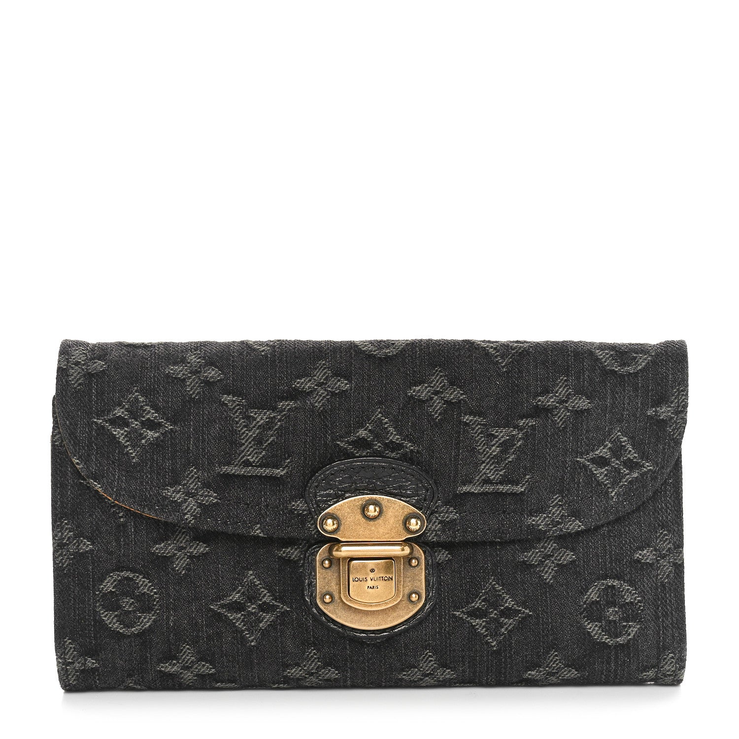 Louis Vuitton Denim Amelia Wallet Black 1 of 10