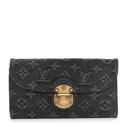 Louis Vuitton Denim Amelia Wallet Black 1 of 10