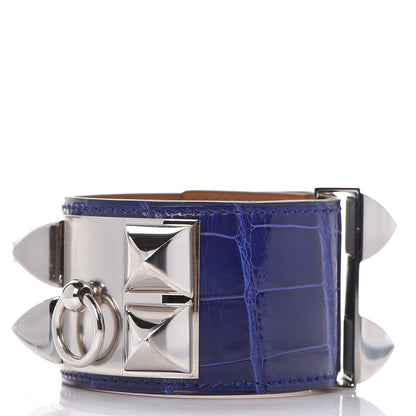 Hermes Shiny Alligator Collier De Chien CDC Bracelet S Bleu Electrique 1 of 8