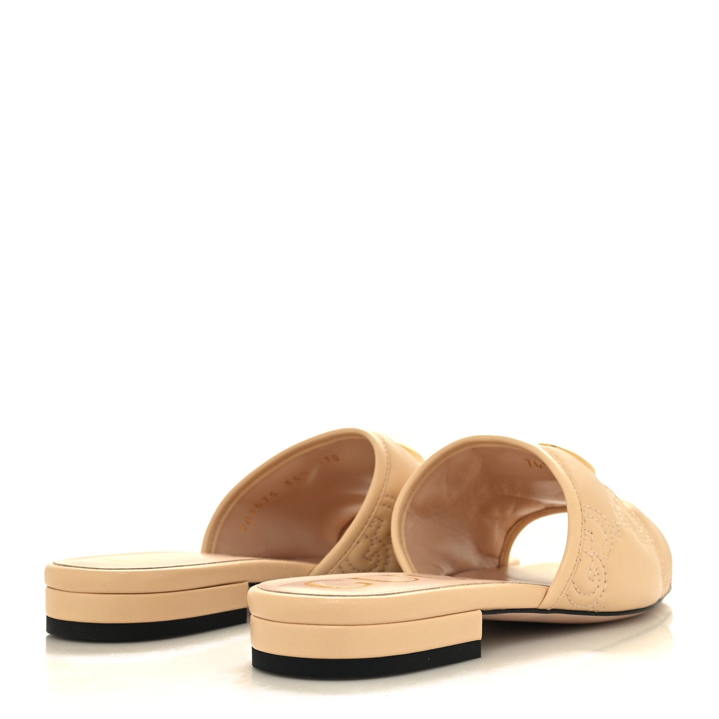 Nappa GG Matelasse GG Marmont Flat Slide Sandals 35.5 Naturale