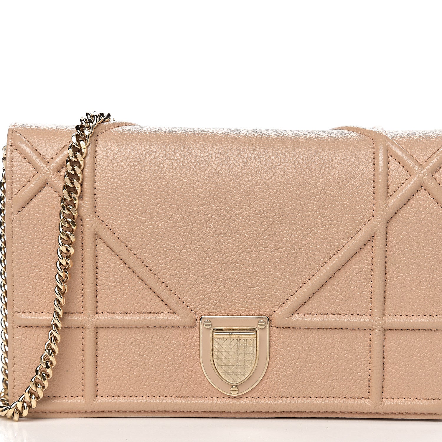 Christian Dior Grained Calfskin Diorama Wallet on Chain Pouch Nude 13 of 13