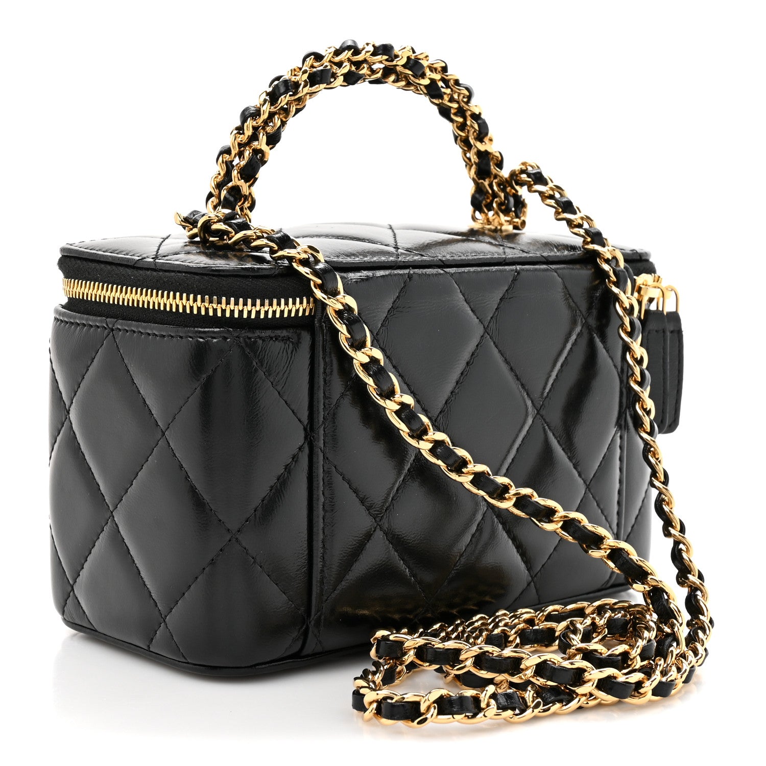 Chanel Shiny Calfskin Quilted Pick Me Up Vanity Case Black 3 of 13