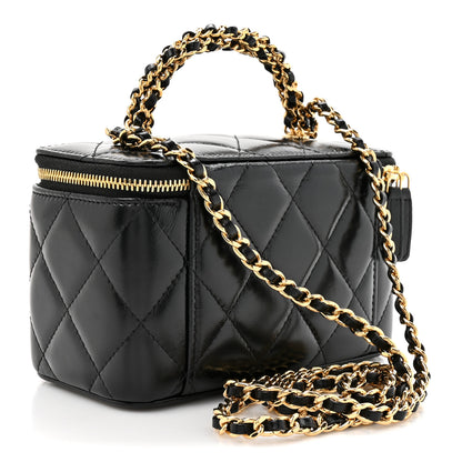 Chanel Shiny Calfskin Quilted Pick Me Up Vanity Case Black 3 of 13