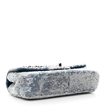 Chanel Sequin Mini Waterfall Flap Light Blue 4 of 15