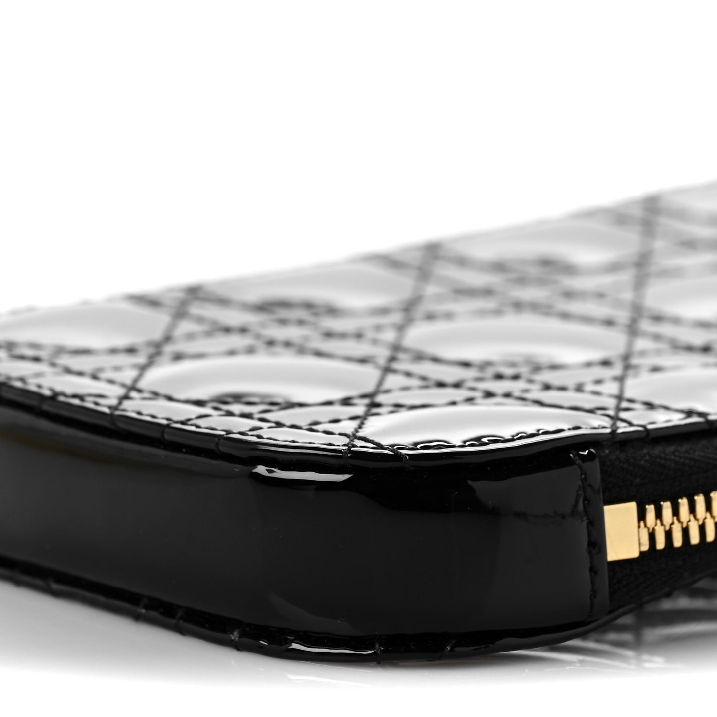 Patent Cannage Lady Dior Phone Holder Black