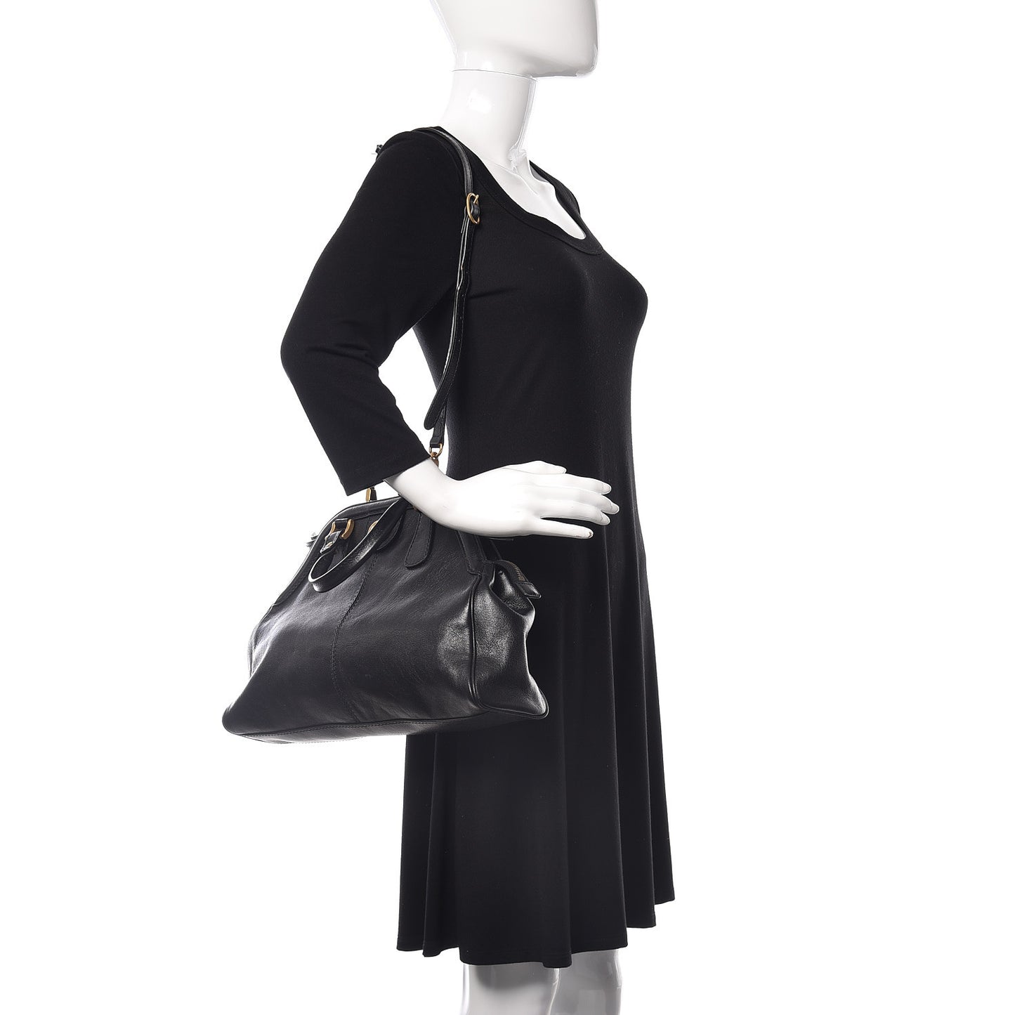 Calfskin Medium Re(Belle) Top Handle Bag Black