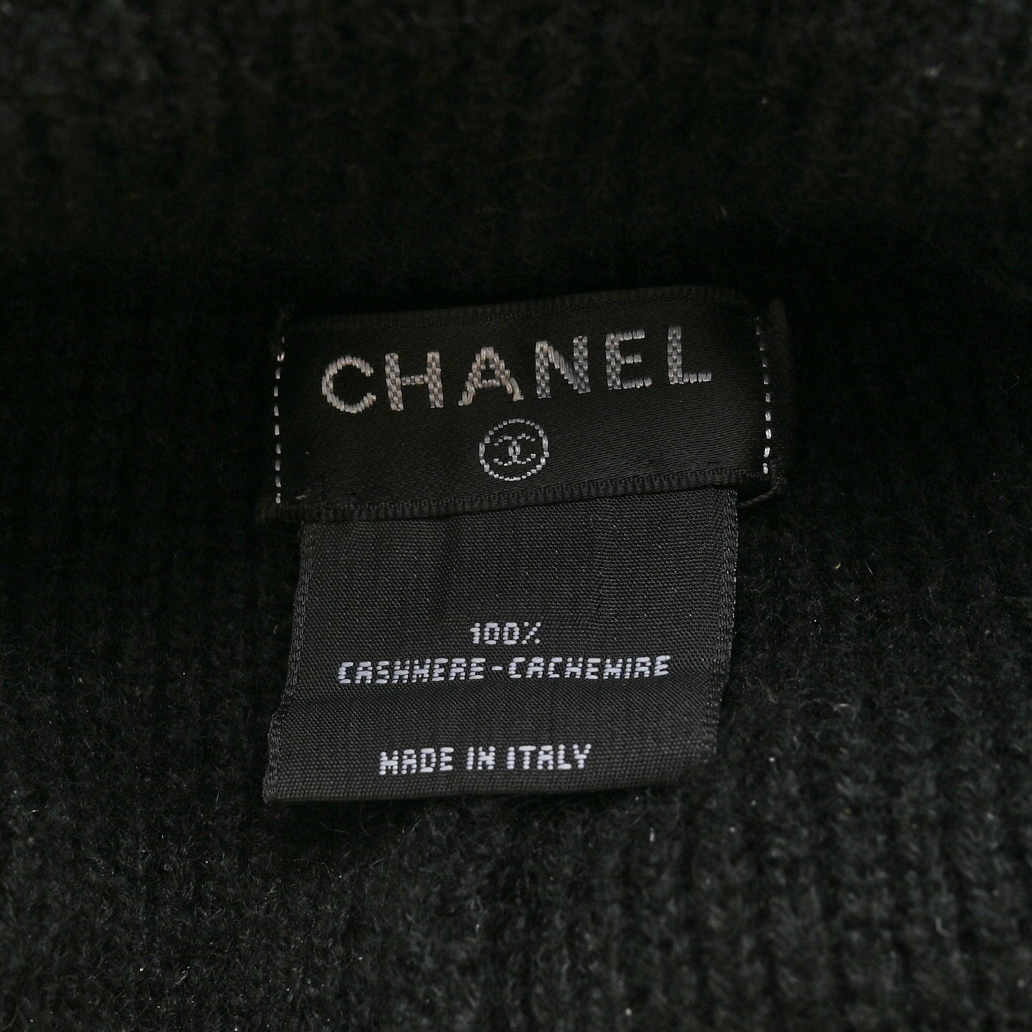 Chanel Cashmere CC Logo Beanie Hat Black 4 of 4
