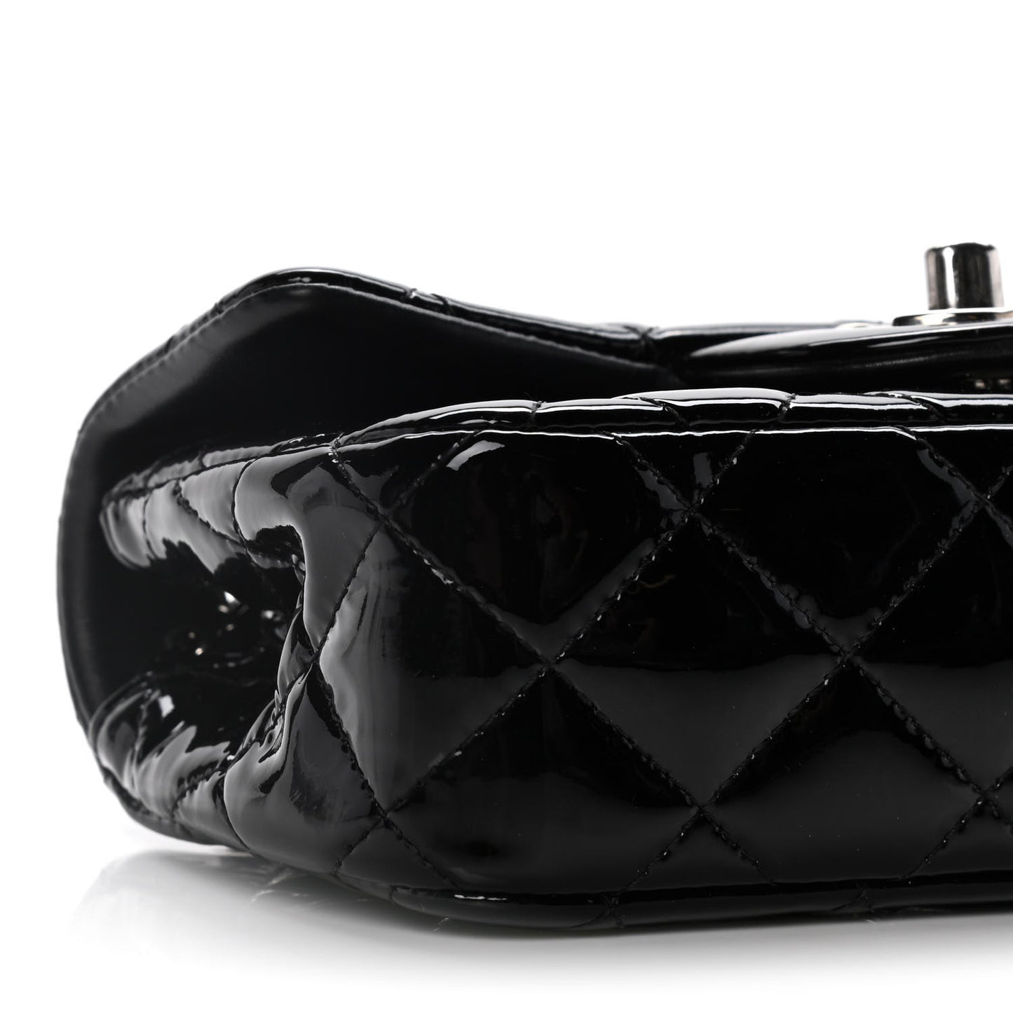 Patent Calfskin Quilted Extra Mini Rectangular Flap Black