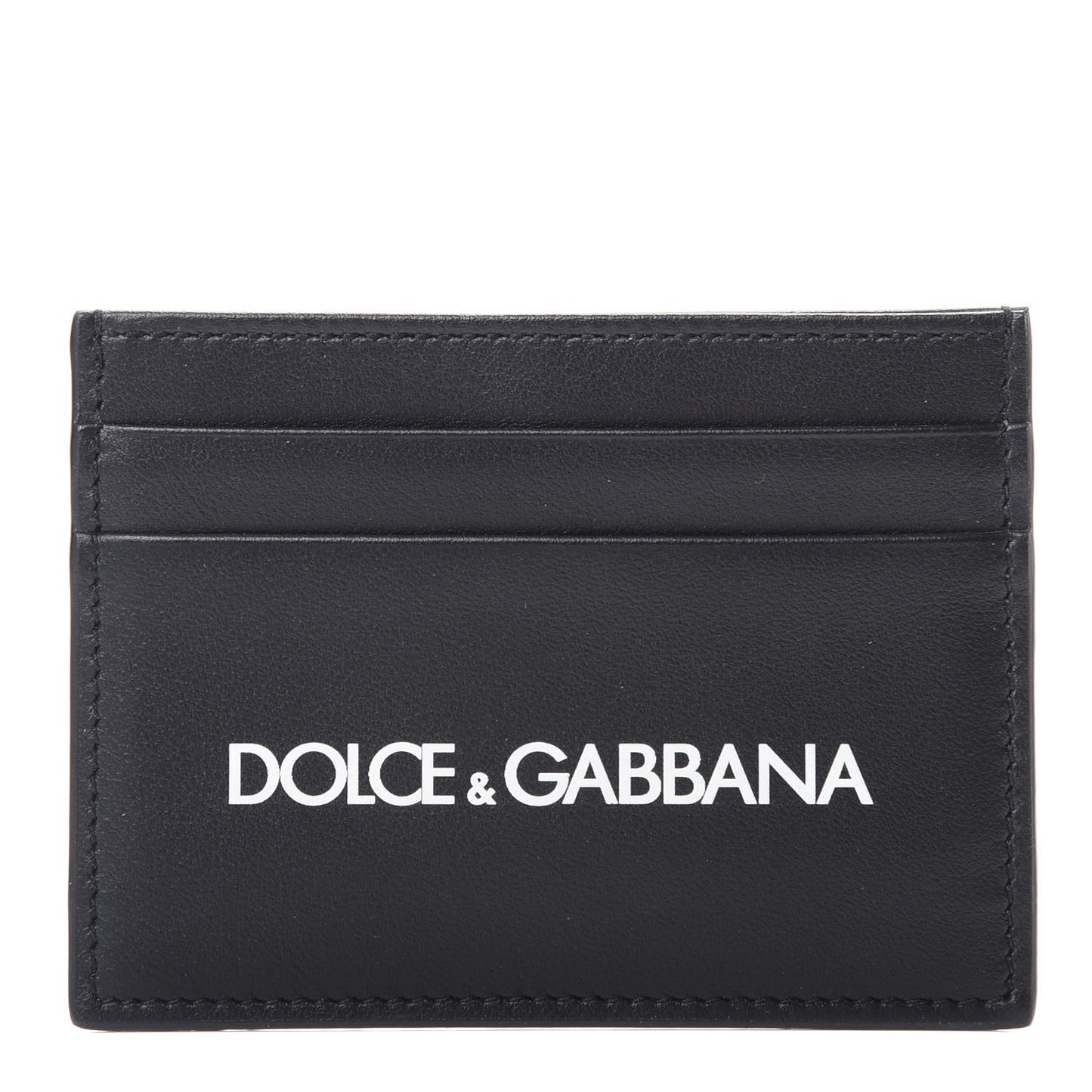 Calfskin Logo Card Holder Black