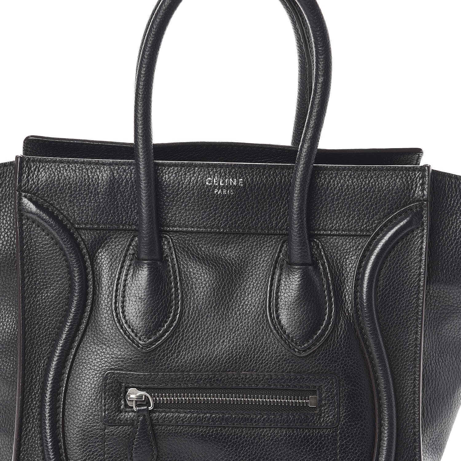 Celine Drummed Calfskin Micro Luggage Black 7 of 9