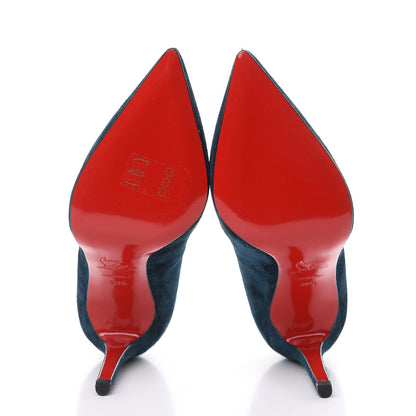 Christian Louboutin Veau Velours Pigalle 100 Pumps 38.5 Blue Khol 5 of 10