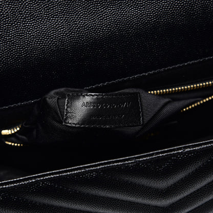 Saint Laurent Grain De Poudre Matelasse Chevron Large Monogram Satchel Black 7 of 8