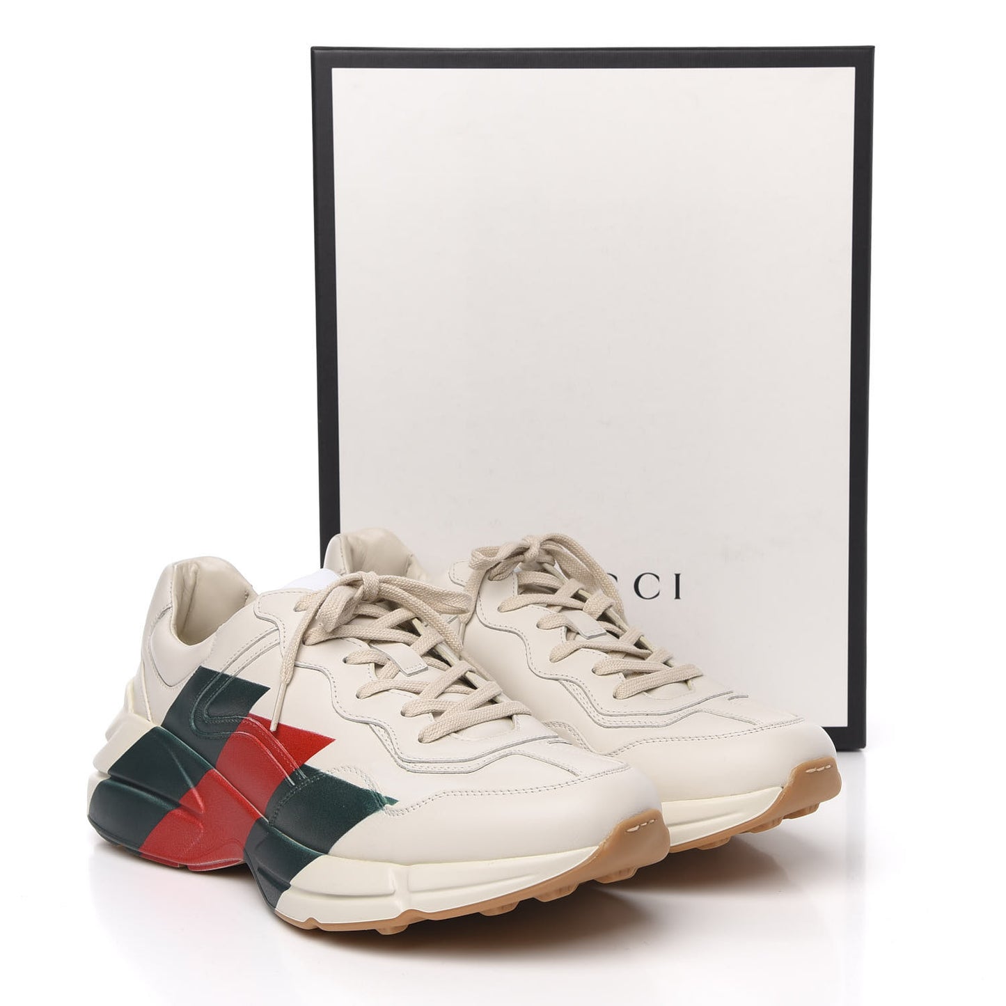 Calfskin Web Printed Mens Rhyton Sneakers 11 Mystic White