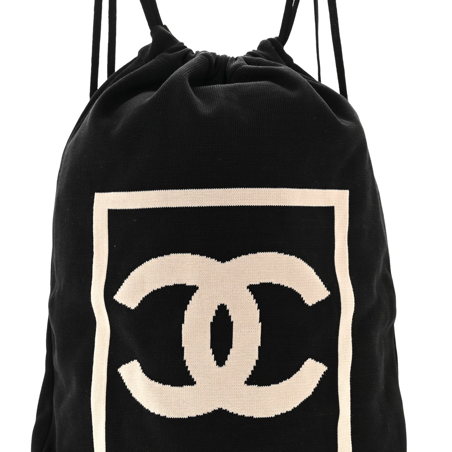 Cotton CC Drawstring Sport Line Backpack Black