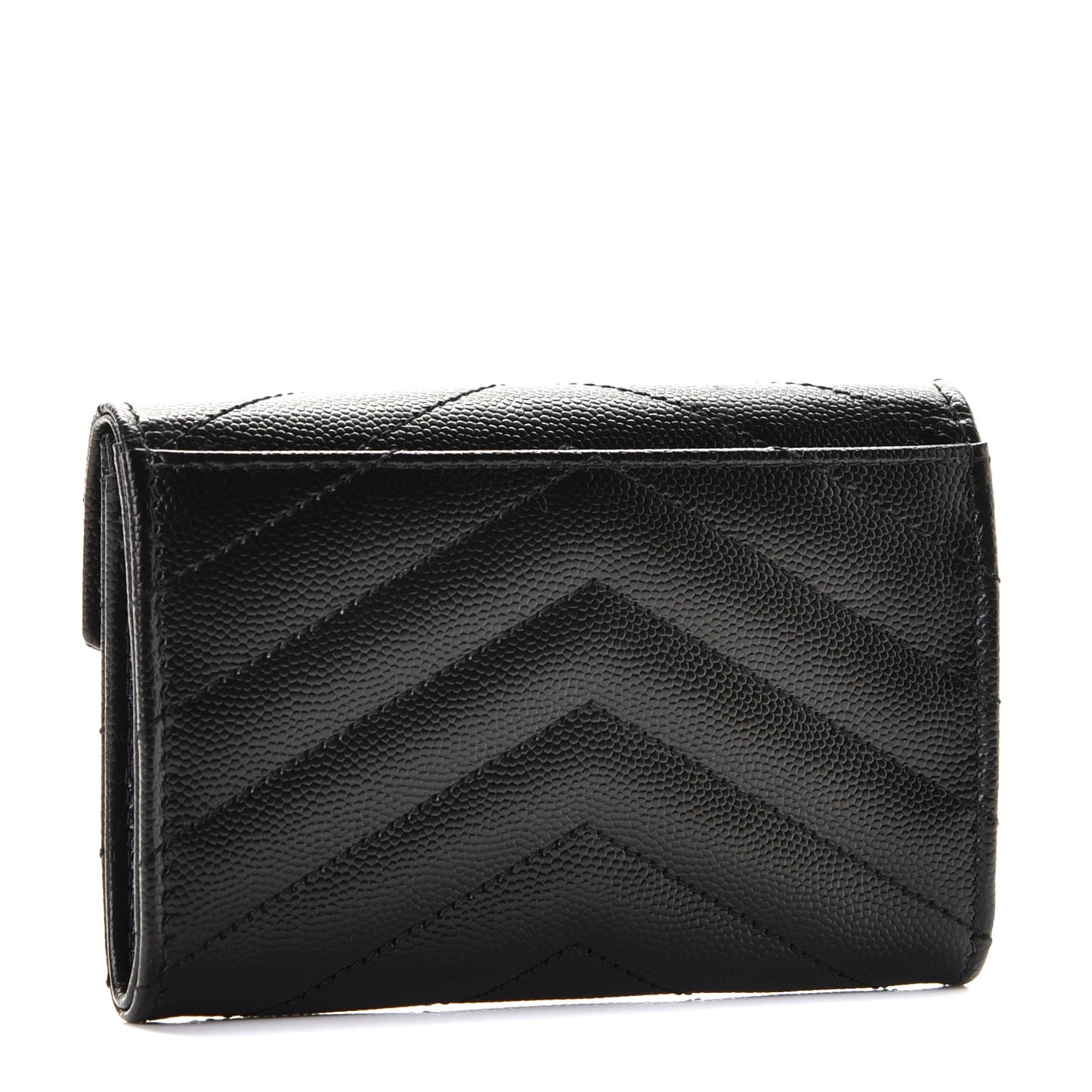 Grain De Poudre Matelasse Chevron Small Monogram Envelope Wallet Black