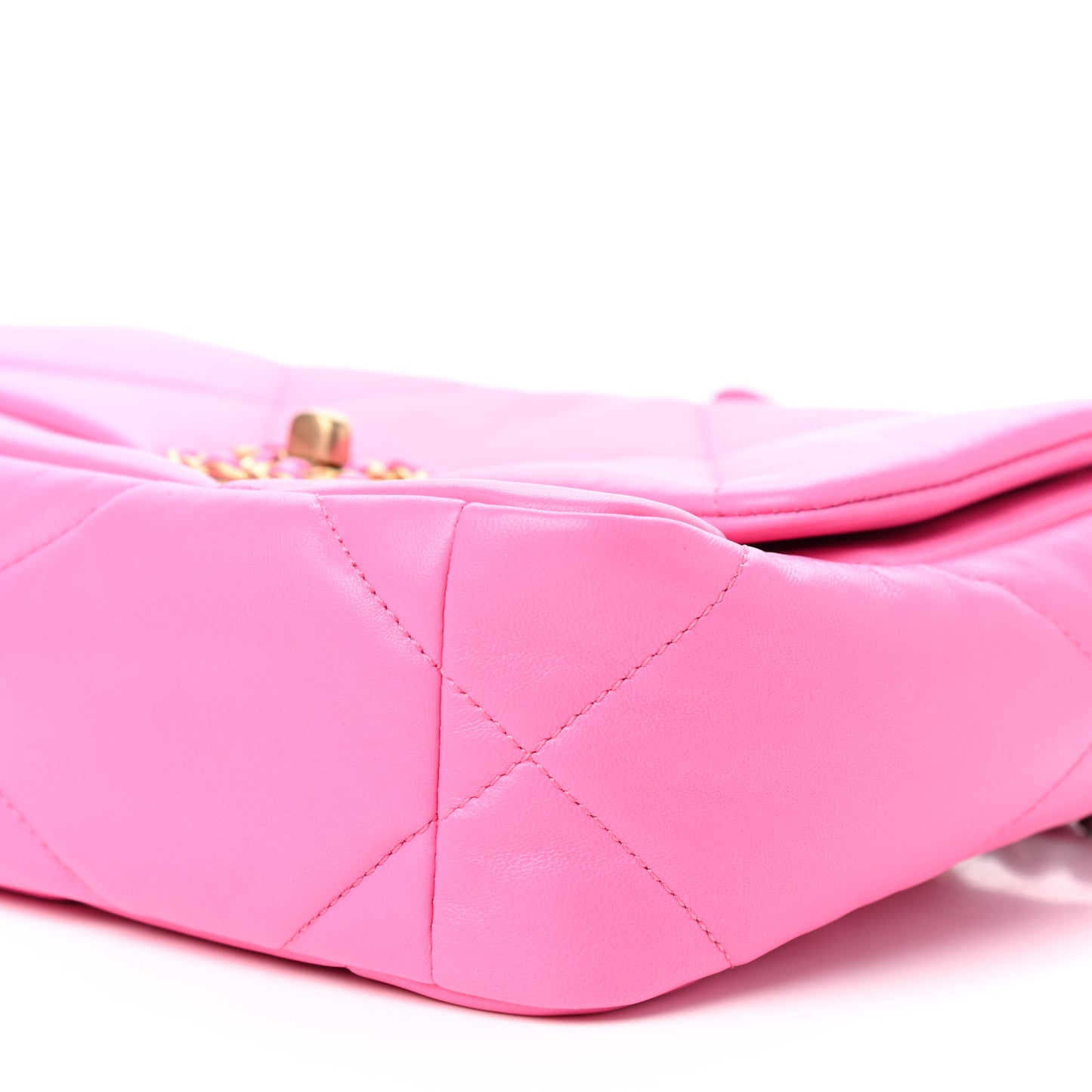 Shiny Lambskin Quilted Medium Chanel 19 Flap Neon Pink