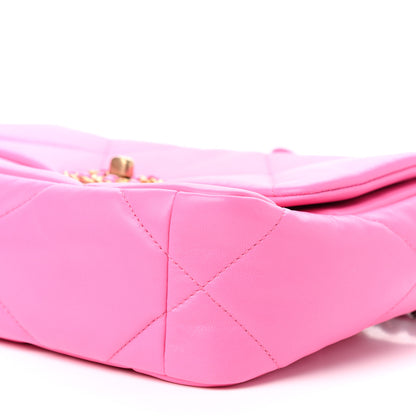 Chanel Shiny Lambskin Quilted Medium Chanel 19 Flap Neon Pink 9 of 11