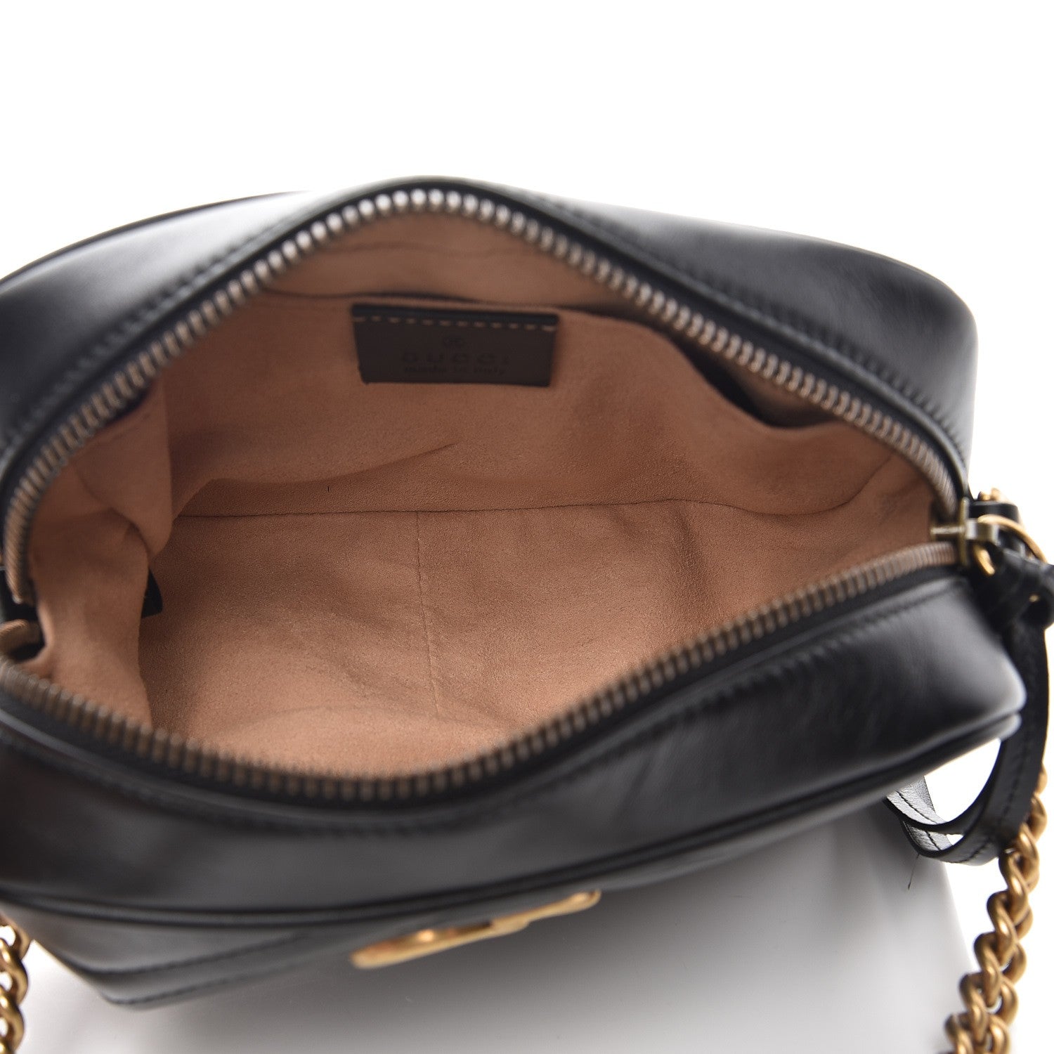 Gucci Calfskin Matelasse Mini GG Marmont Chain Shoulder Bag Black 2 of 7