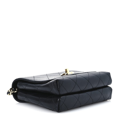 Chanel Calfskin Quilted Small Double Pocket Top Handle Flap Black 4 of 12