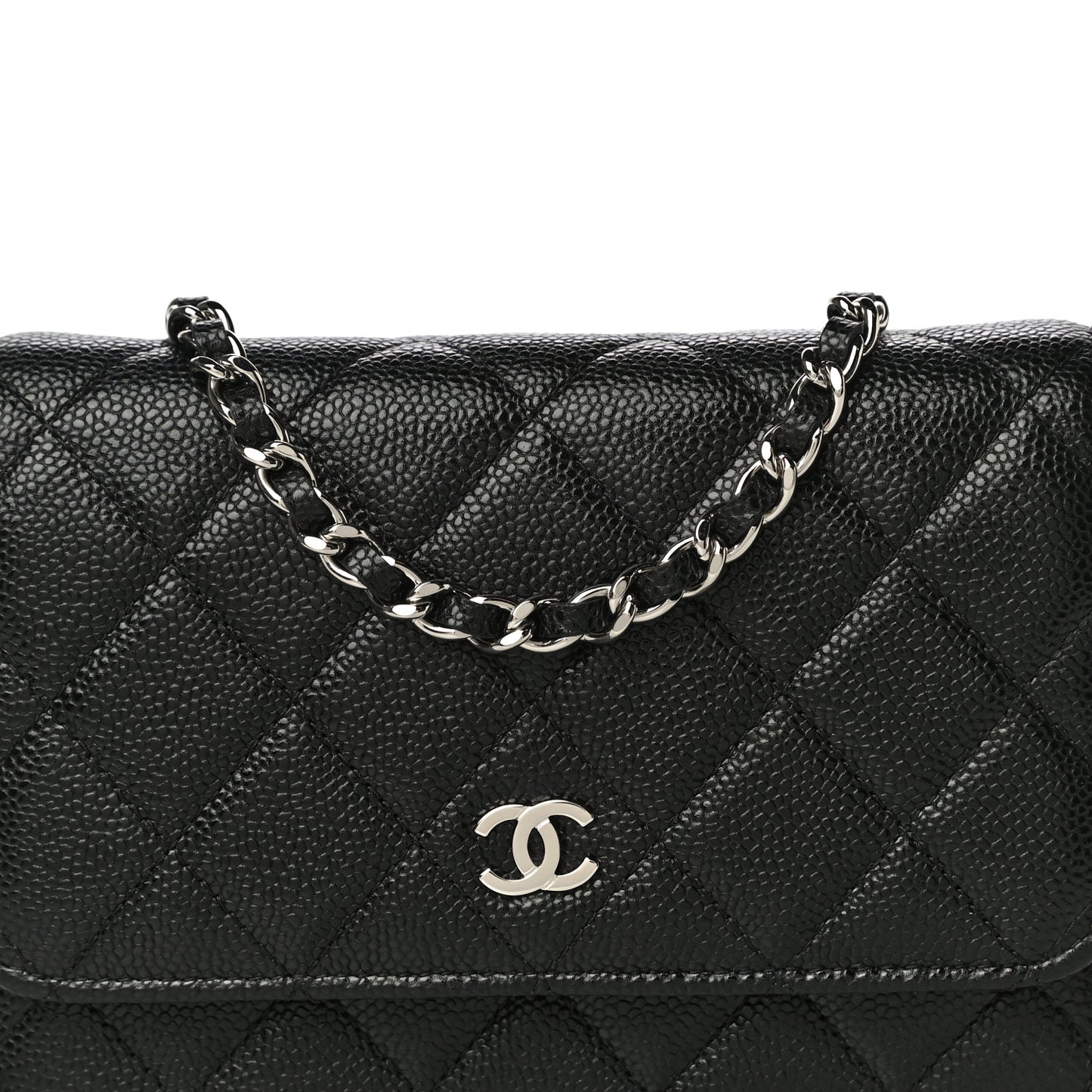 Caviar Quilted Mini Wallet On Chain WOC Black