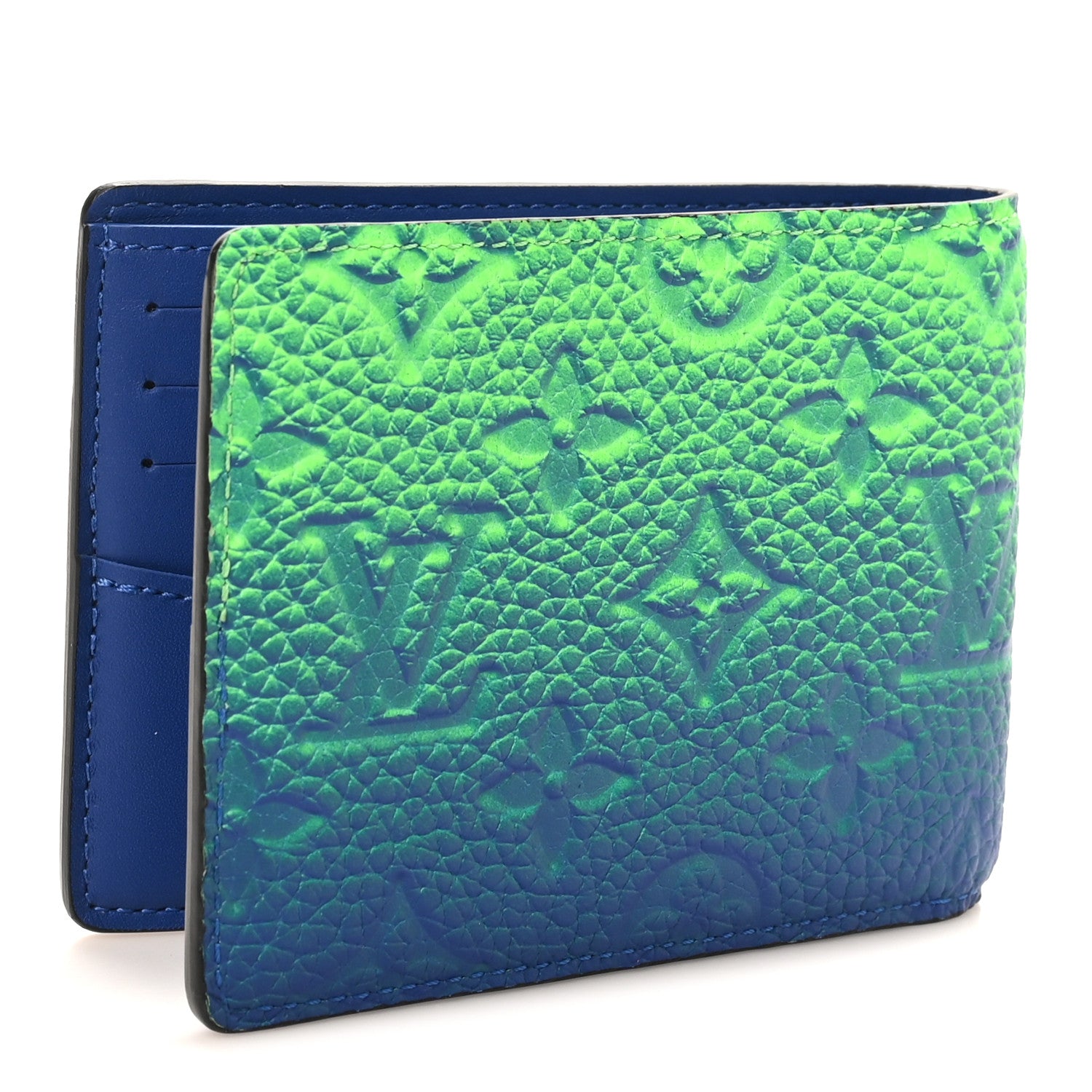 Louis Vuitton Taurillon Illusion Slender Wallet Bleu Vert 3 of 8