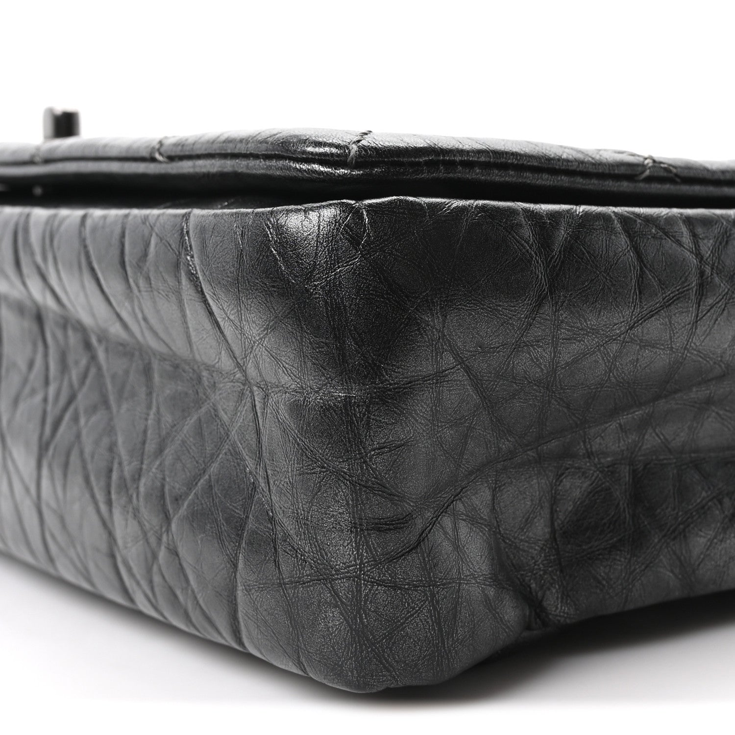 Chanel Aged Calfskin Quilted Medium Pondichery Flap Dark Grey 8 of 9
