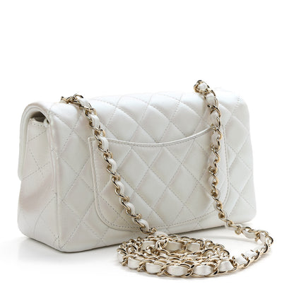 Chanel Iridescent Calfskin Quilted Mini Rectangular Flap White 3 of 9