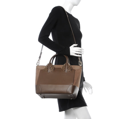 Christian Louboutin Suede Grained Calfskin Studded Large Eloise Satchel Brown 2 of 9
