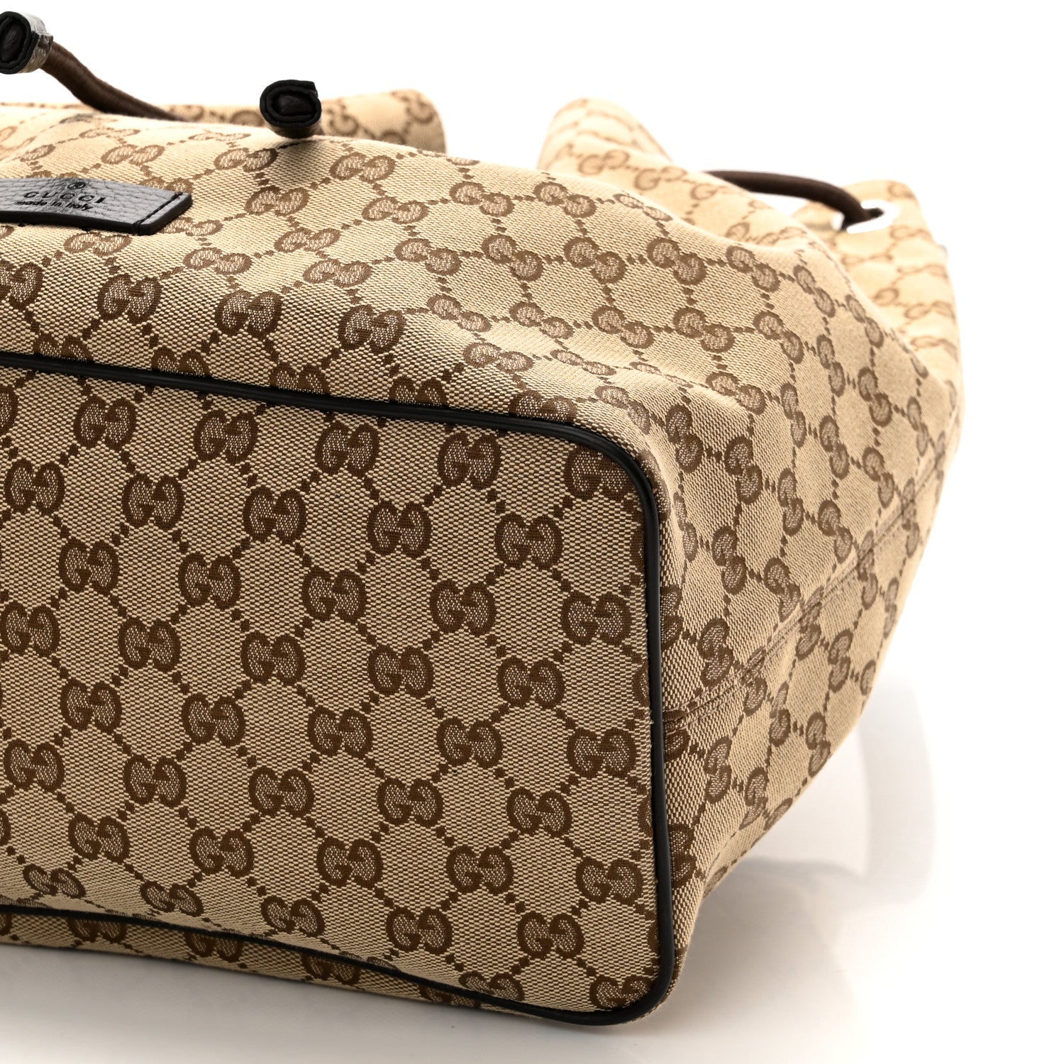 Gucci Monogram Dollar Calfskin O Drawstring Backpack Beige Ebony Testa di Moro Dark Chocolate 9 of 9