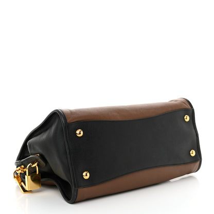 Prada Saffiano Soft Bi-Color Tote Palissandro Black 4 of 13