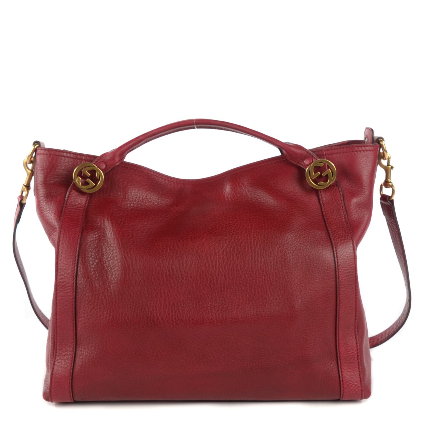 Pebbled Calfskin Medium Miss GG Top Handle Bag Dark Red