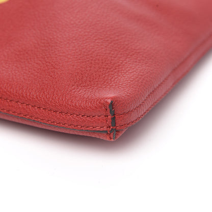 Gucci Pebbled Calfskin Medium Logo Portfolio Clutch Hibiscus Red 9 of 10