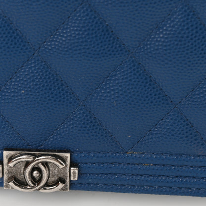 Chanel Caviar Quilted Boy Wallet On Chain WOC Blue 13 of 14