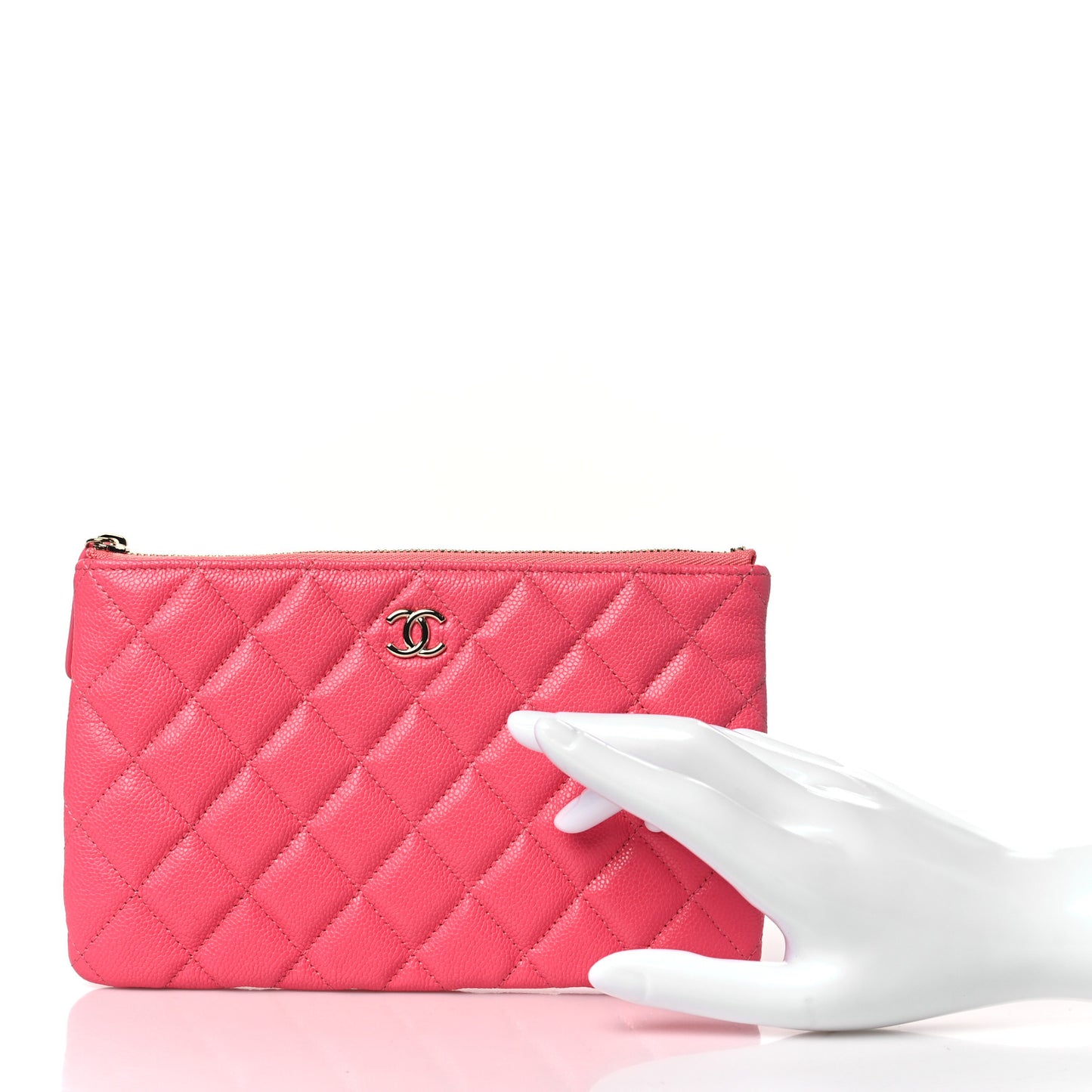 Caviar Quilted Cosmetic Case Pink