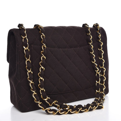 Chanel Jersey Quilted Jumbo Single Flap Brown 4 of 8