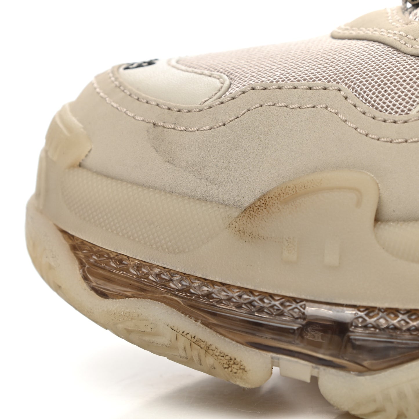 Fabric Mesh Clear Sole Womens Triple S Sneakers 39 Beige