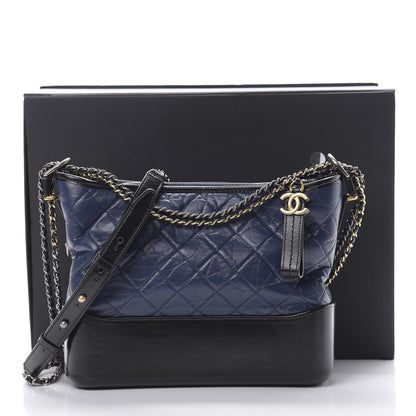 Chanel Aged Calfskin Quilted Medium Gabrielle Hobo Navy Black 10 of 10