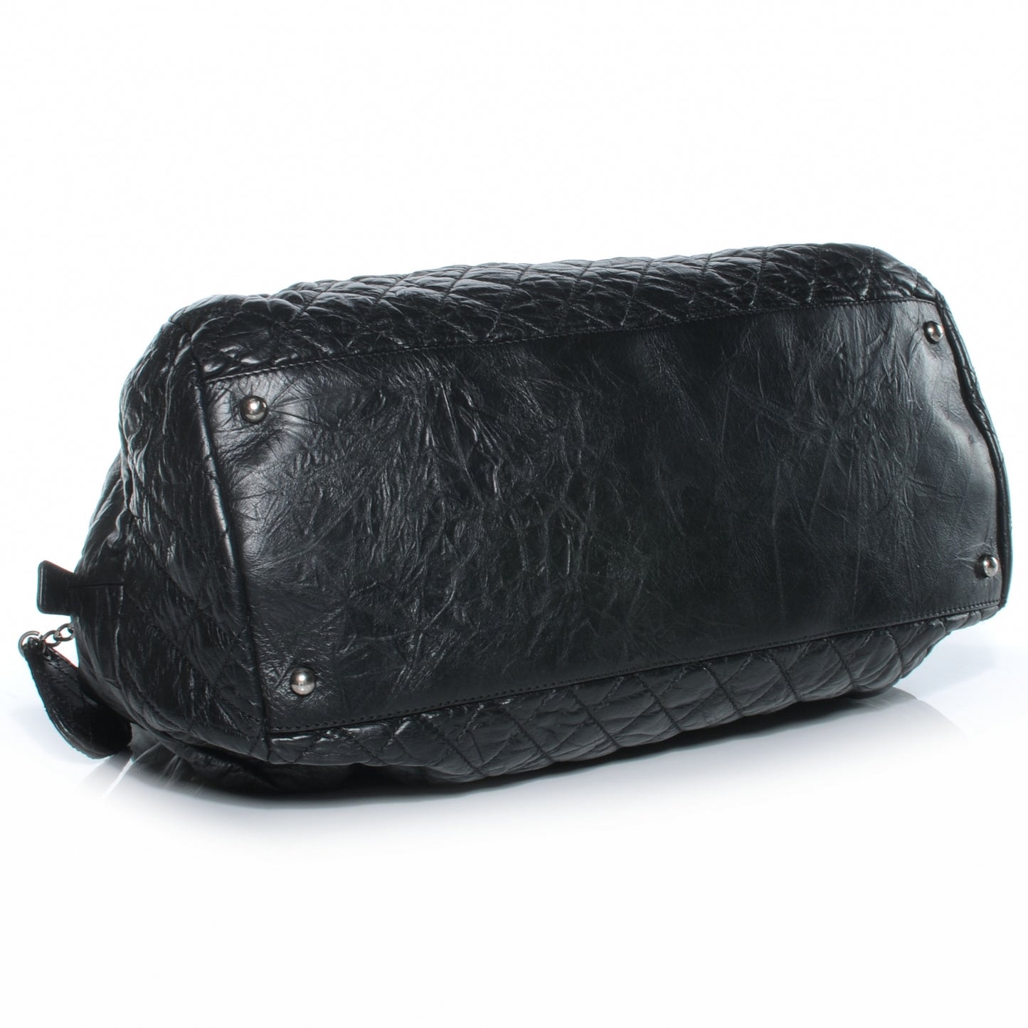 Aged Calfskin Coco Rider Bowling Bag Black